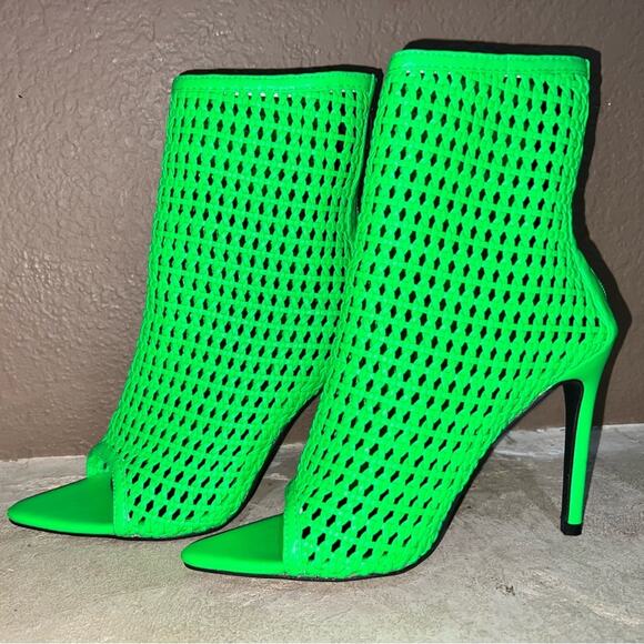 Cape Robbin Weave Peep Toe Booties w/Stiletto High Heels size 6.5 Nepn Green - Picture 8 of 14